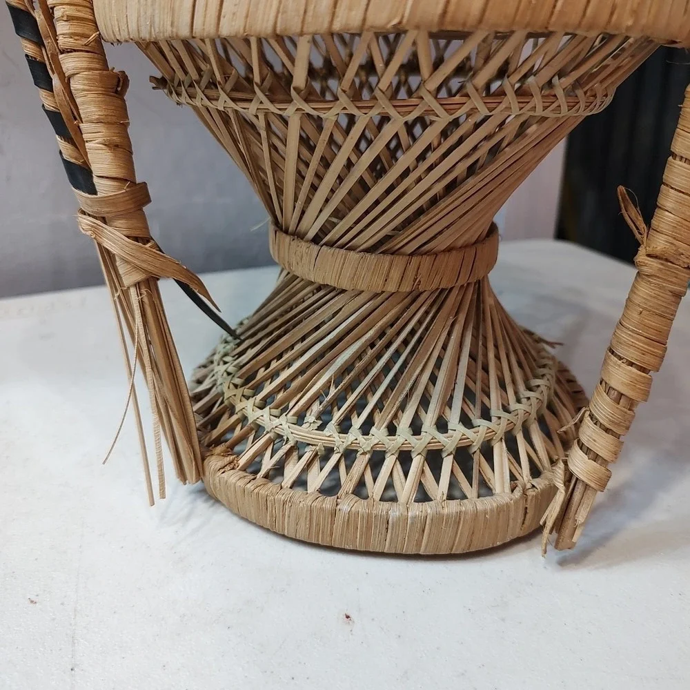 Vintage Wicker‎ Peacock Chair For Dolls Plant Pot Display Prop Boho Coastal